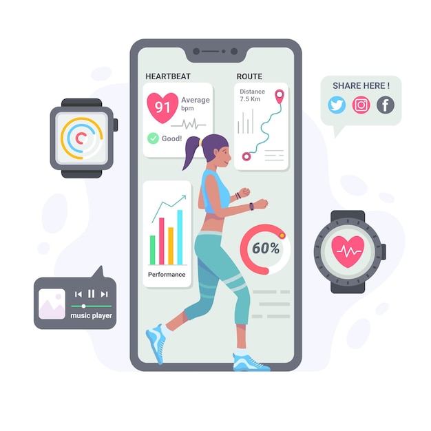 Concept de tracker fitness design plat