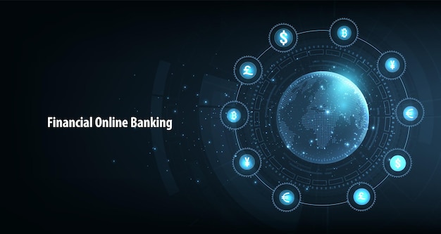 Concept de transfert d'argent en monnaie mondialeConnexion au réseau mondialChangement de devises mondial E-étranger