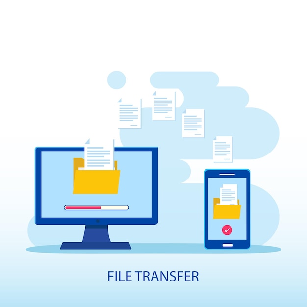 Concept De Transfert De Fichiers Technologie De Données De Sauvegarde Téléchargement Et Téléchargement Dans Le Cloud
