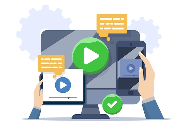Concept de tutoriels vidéo ou de webinaires et d'enseignement à distance ou de formation et d'apprentissage en ligne
