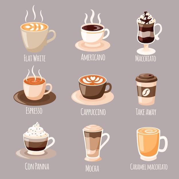 Vecteur concept de types de café