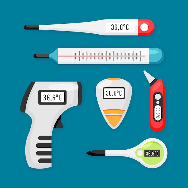 Vecteur concept de types de thermomètre plat