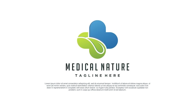 Vecteur concept unique de conception de logo de nature médicale vecteur premium