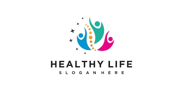 Concept Unique De Conception De Logo De Vie De Santé Vecteur Premium