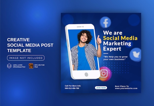 Concept unique de publication sur les médias sociaux en direct pour les stratégies de promotion du marketing numérique Modèle de couverture