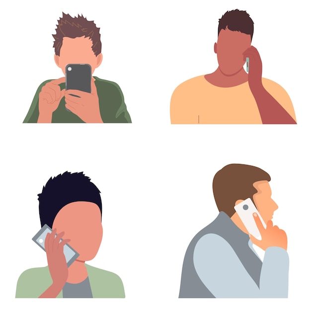 Le Concept D'utilisation D'un Téléphone Mobile Ou D'une Tablette Graphique Les Gens Communiquent Par Appel Vidéo Ou écrivent Des Messagesvektor