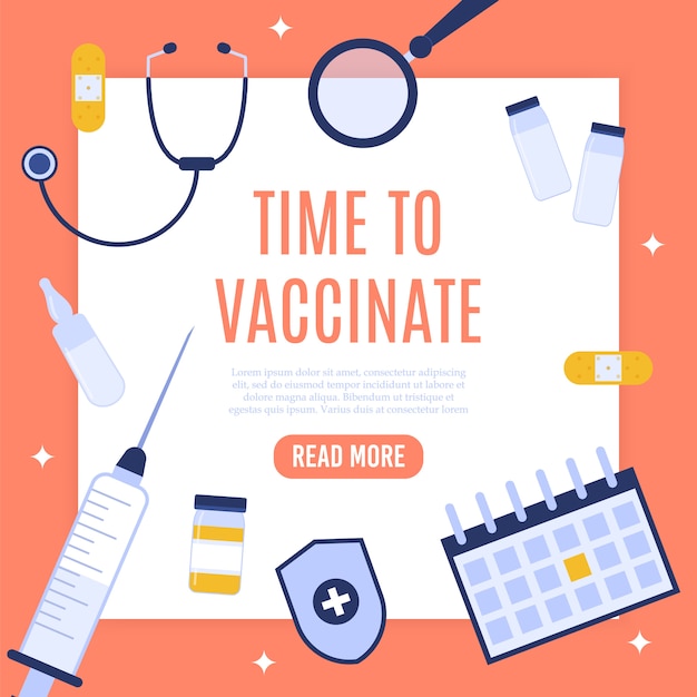 Concept De Vaccination Avec Lieu De Texte. Illustration Médicale.