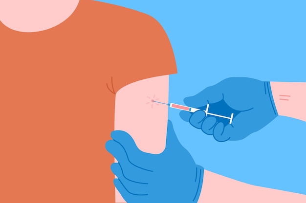 Concept De Vaccination Pour La Santé Immunitaire. Vaccin Anti-covid-19. Les Médecins Font Une Injection De Vaccin Anti-virus Au Patient Hospitalisé. Santé, Coronavirus, Prévention Et Immunisation.