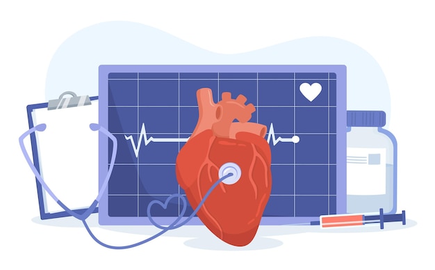 Vecteur le concept de vecteur de cardiogame avec problème cardiaque