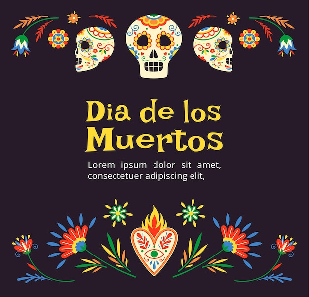 Le concept de vecteur de carte de vœux du jour des morts