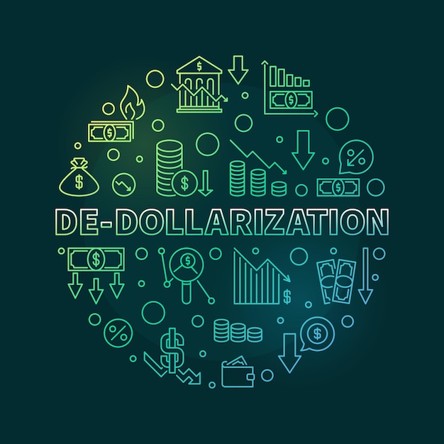 Concept De Vecteur De Dédollarisation Bannière De Ligne Colorée Ronde Illustration De Dédollarisation De Devise Usd