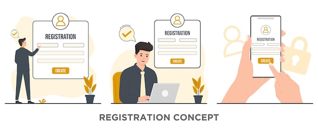 concept de vecteur d'enregistrement de site Web créer une illustration de connexion au compte