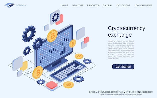 Concept de vecteur isométrique 3d moderne d'échange de crypto-monnaie
