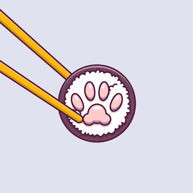 Concept De Vecteur De Sushi Pattes De Chat Mignon