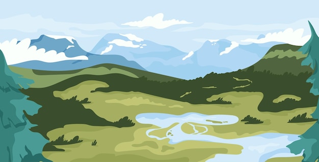 Concept vectoriel de paysage avec des montagnes