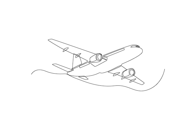 Concept de véhicule d'avion de dessin d'une seule ligne Illustration vectorielle graphique de conception de dessin de ligne continue