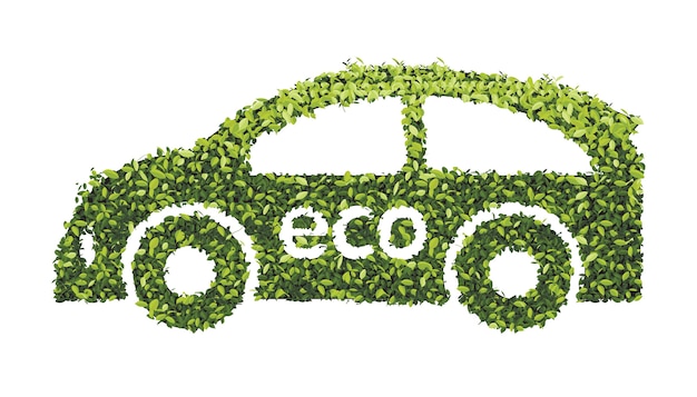 Vecteur concept de voiture eco avec l'icône de la corbeille