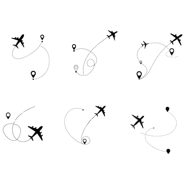 Concept de voyage Avion à trajectoire pointillée Traçage d'aéronefs