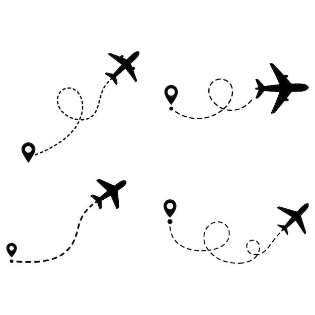 Concept de voyage Avion à trajectoire pointillée Traçage d'aéronefs