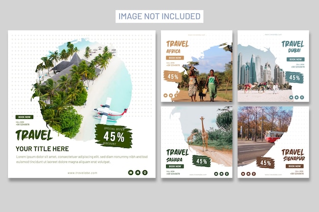 Concept De Voyage Instragram Collection De Modèles De Publication Sur Les Médias Sociaux
