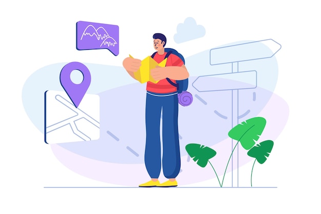 Concept de voyage avec scène de personnes Illustration vectorielle