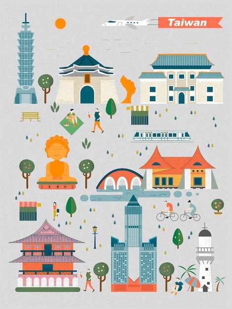 Concept de voyage de Taiwan - collection de monuments