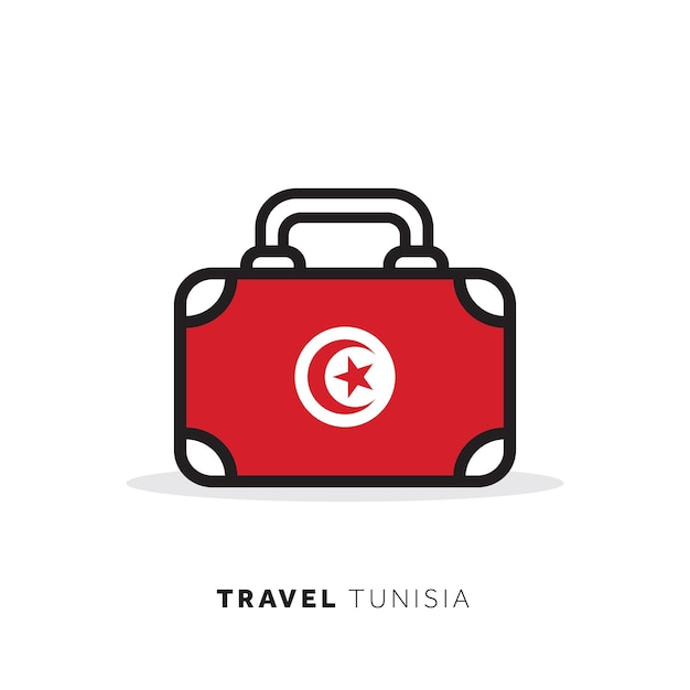Concept De Voyage En Tunisie Icône De Vecteur De Valise Avec Le Drapeau National Du Pays