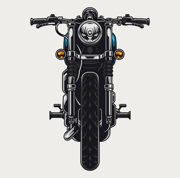 Concept de vue de face de moto colorée dans un style vintage isolé