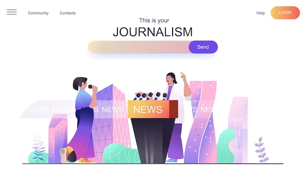 Vecteur concept web de journalisme pour la page de destination