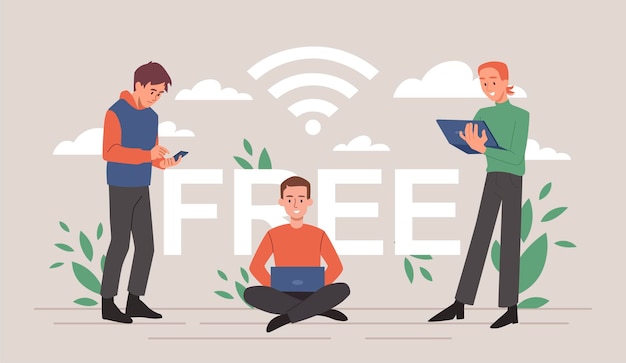 Vecteur concept wi-fi gratuit