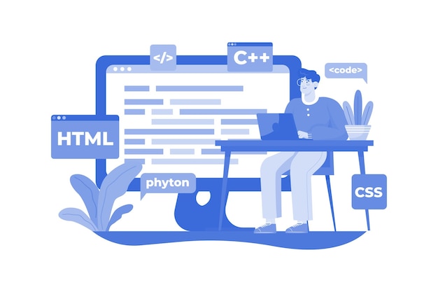 Concepte d'illustration de programmeur informatique sur un fond blanc