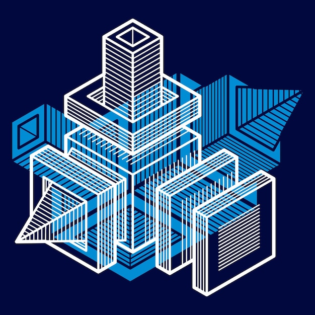 Conception 3D, forme de cube dimensionnel vectoriel abstrait.