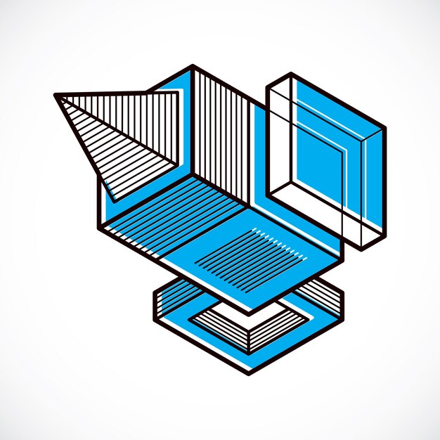 Conception 3D, forme de cube dimensionnel vectoriel abstrait.
