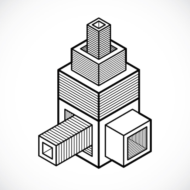 Vecteur conception 3d, forme de cube vectoriel abstrait.