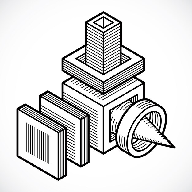 Conception 3D, forme de cube vectoriel abstrait.