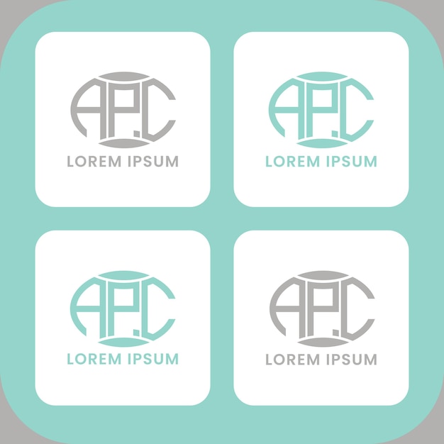 Conception abstraite du logo de la lettre initiale APC. Logo d'entreprise de lettre en forme de cercle monogramme APC.