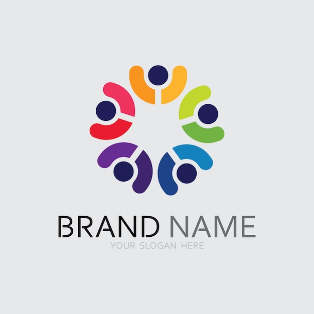 Conception abstraite du logo des personnes personnes amusantes personnes en bonne santé personnes sportives personnes de la communauté illustration vectorielle du symbole