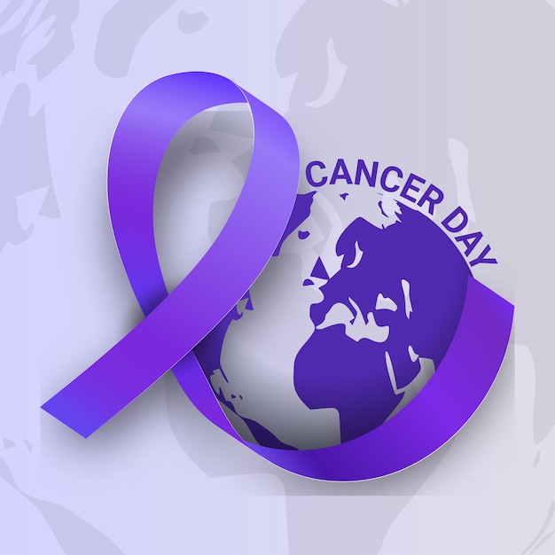 Vecteur conception d'affiche de concept de ruban violet pour la journée mondiale du cancer
