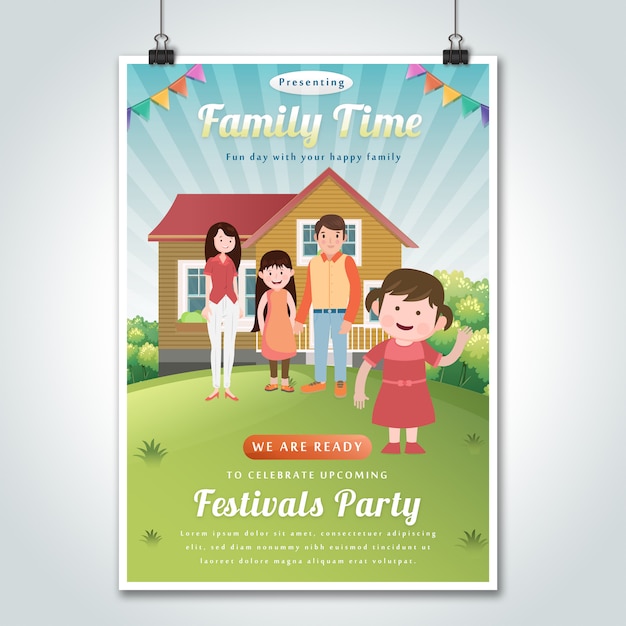 Vecteur conception d'affiche fête famille ensemble