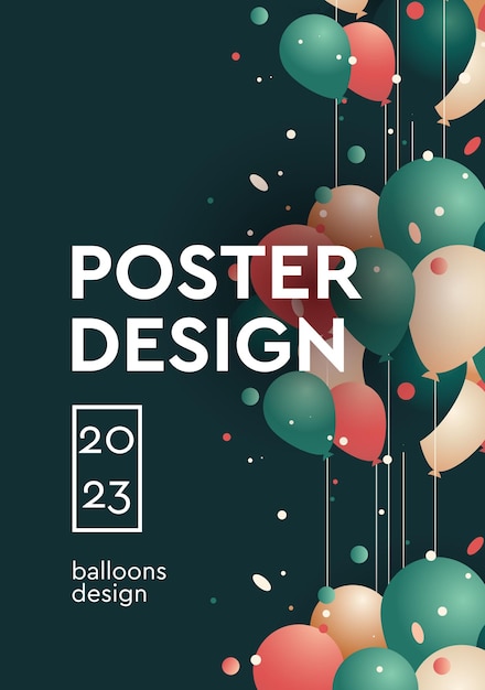 Vecteur conception d'affiche fond festif avec des ballons à l'hélium colorés célébrez une remise de diplôme d'anniversaire