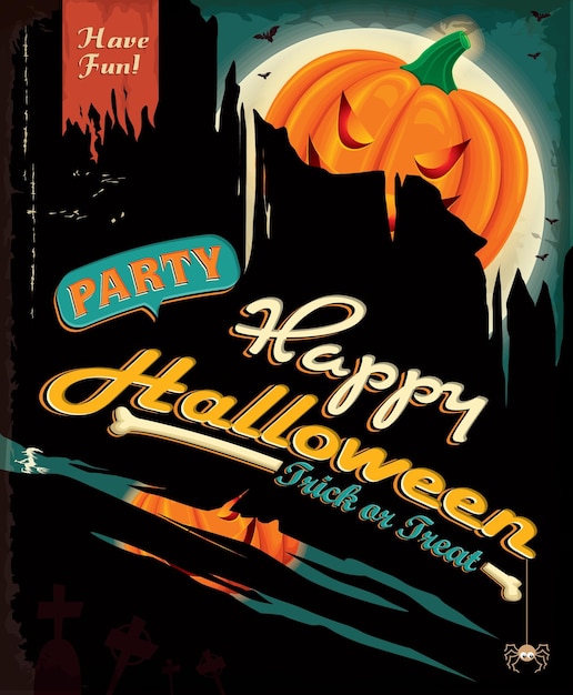 Vecteur conception d'affiche d'halloween vintage
