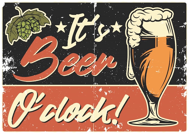 Vecteur conception de l'affiche avec illustration de chope de bière