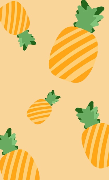 Conception d'affiche de papier peint ananas mignon dessin animé dessiné à la main