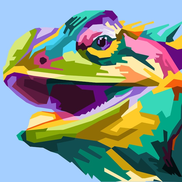 conception d'affiche de portrait pop art caméléon coloré