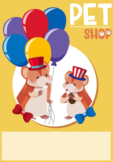 Conception D'affiche Pour Animalerie Avec Deux Hamsters