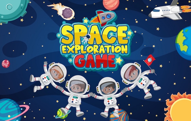 Conception D'affiche Pour L'exploration Spatiale Avec Des Astronautes Dans L'espace
