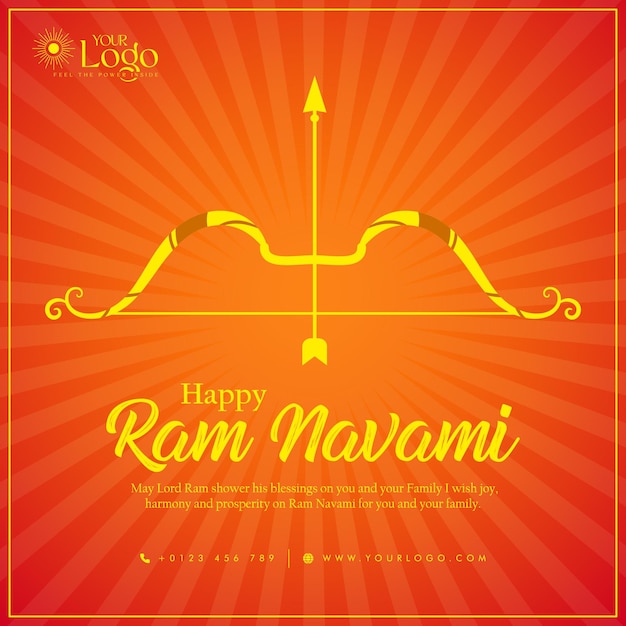 Conception D'affiche De Salutations Happy Ram Navami Conception De Publication Sur Les Médias Sociaux Du Festival De L'hindouisme Indien