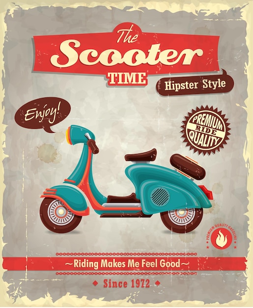 Vecteur conception d'affiche de scooter vintage