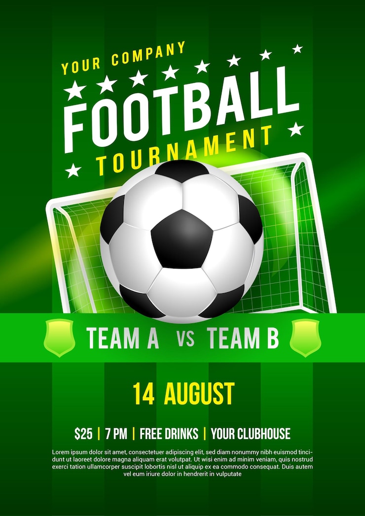 Vecteur conception d'affiche de tournoi de ligue de football
