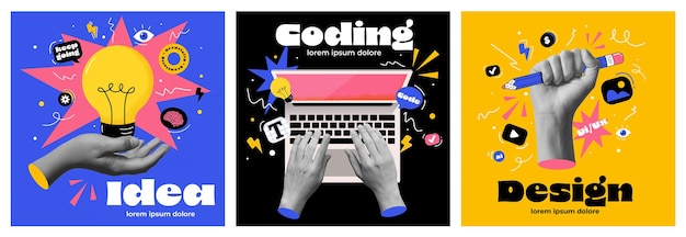 Conception d'affiches de collage Dign et développement